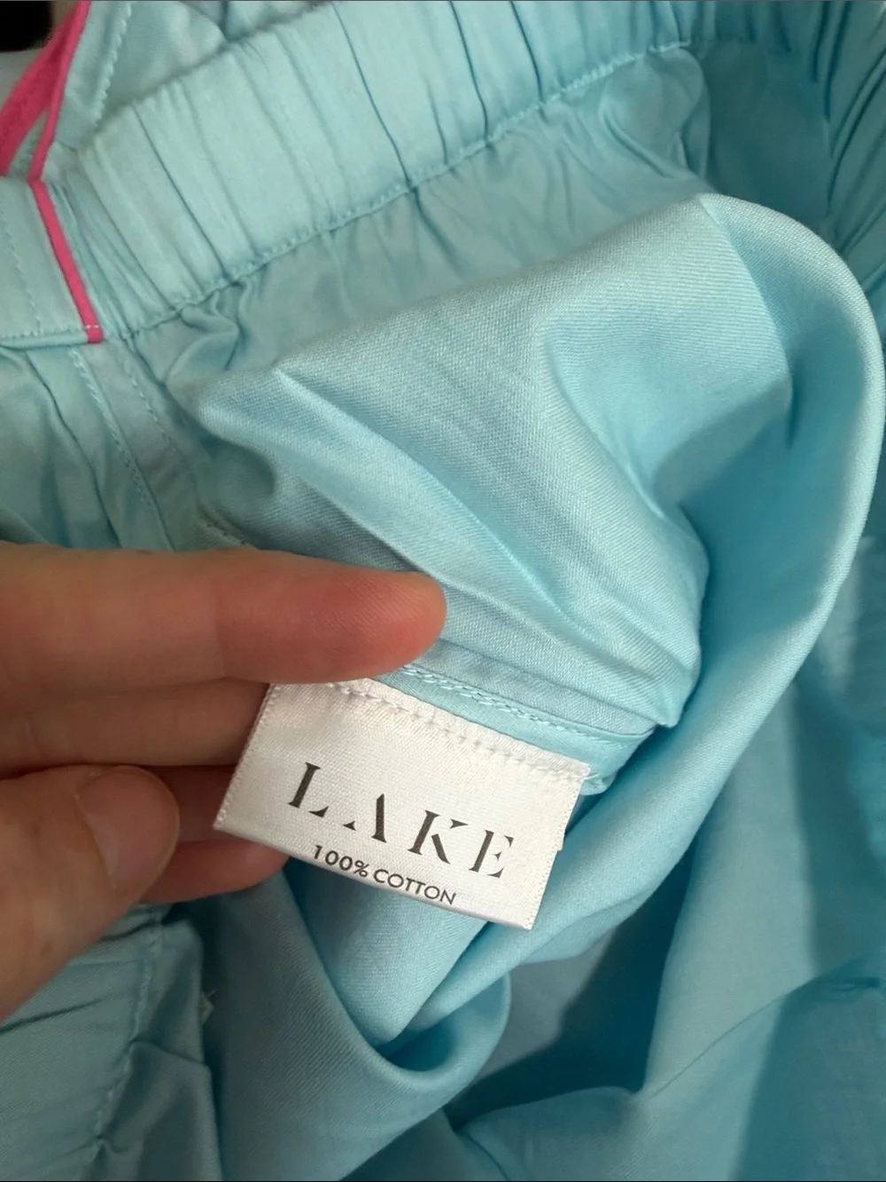 NEW LAKE Pajama Shorts Baby Blue Pink Tie Waist Sleepwear Cotton Size XS